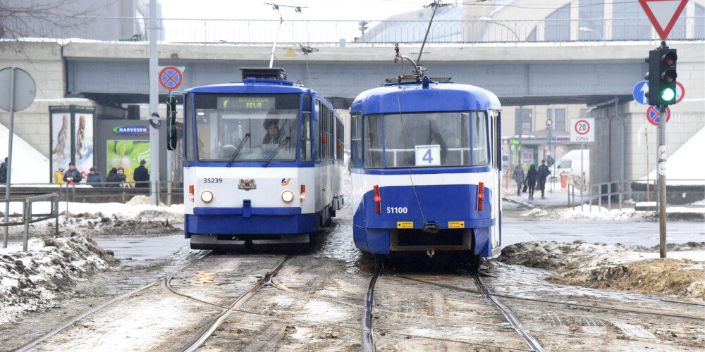 Tramvaji Rīgas centrā.
