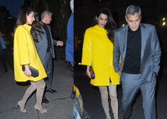 Амаль Клуни  сходила на свидание с мужем в ярком пальто за 3000 евро