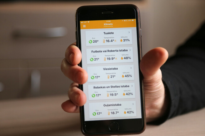 Temperatūru visās telpās var regulēt ar viedtālruni.