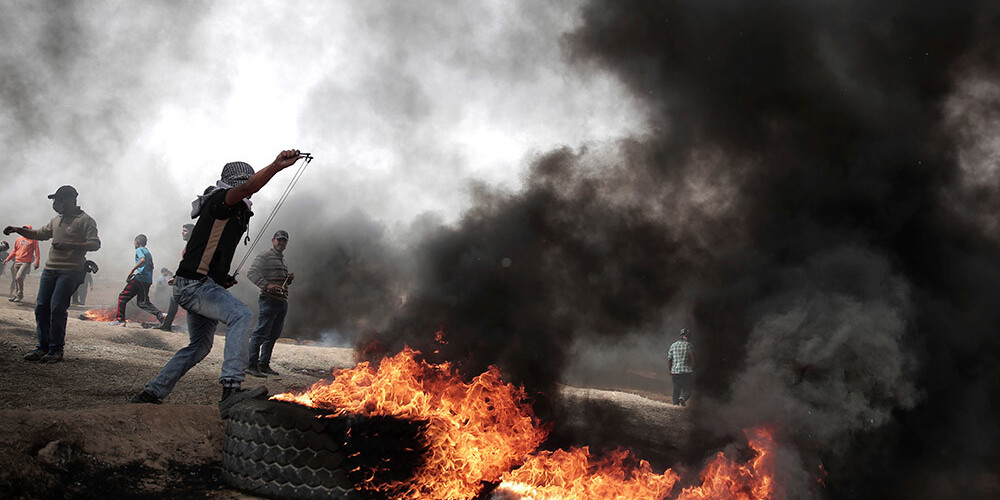 Protestos pie Gazas joslas un Izraēlas robežas viens bojāgājušais un pieci ievainotie
