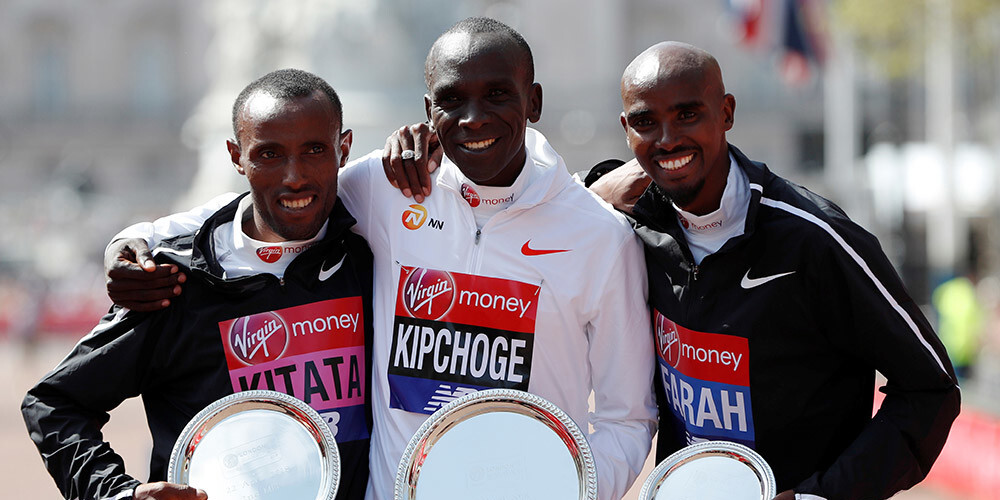Čeruijota un Kipčoge triumfē Londonas maratonā; Farahs izcīna trešo vietu