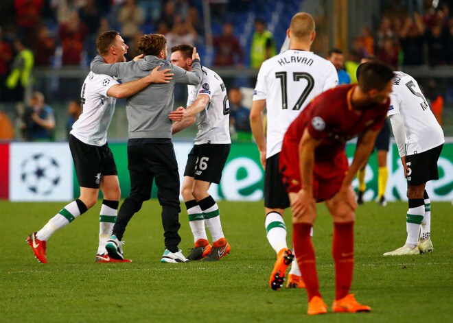 "Liverpool" zaudē Romā, taču notur uzvaru divu spēļu summā un iekļūst UEFA Čempionu līgas finālā