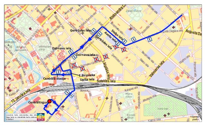 13. maršruta trolejbusa kustības shēma.