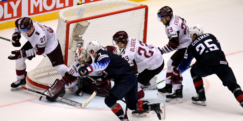 Latvijas hokeja izlase pret spēcīgajiem amerikāņiem nopelna ļoti svarīgu punktu