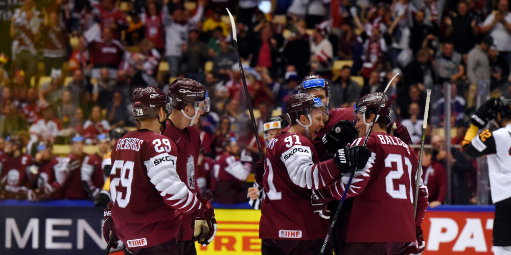 Skaistā cīņā Latvijas hokejisti uzvar spēcīgos vāciešus