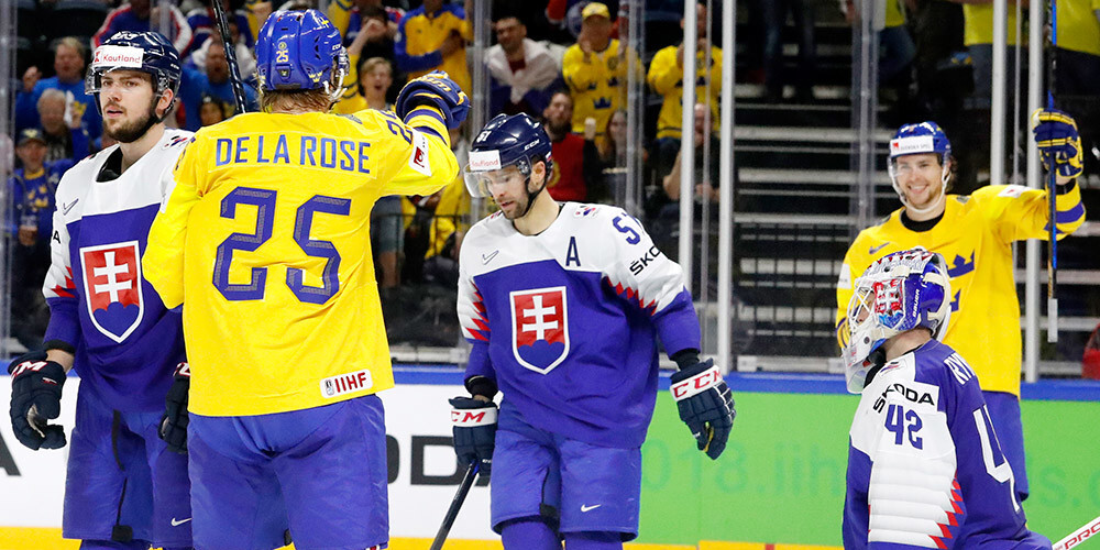 Zviedrijas hokejisti nenotur pārsvaru un slovākus uzvar tikai pagarinājumā