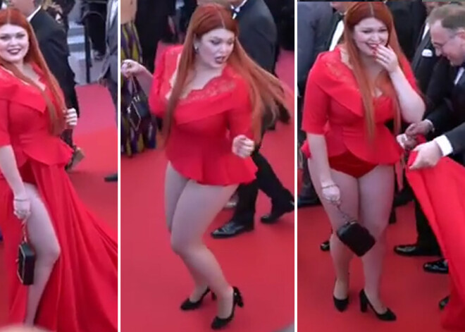 VIDEO: Krievu “plus size” modele Kannās negribot parāda krietni par daudz