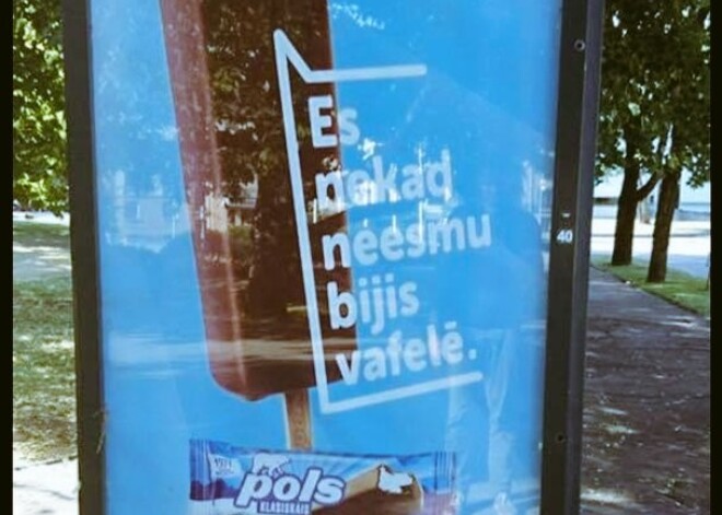 Soctīklos vispārēju sajūsmu izraisa "Pola" fifīgā reklāma - saldējums, kurš nekad neesot bijis vafelē