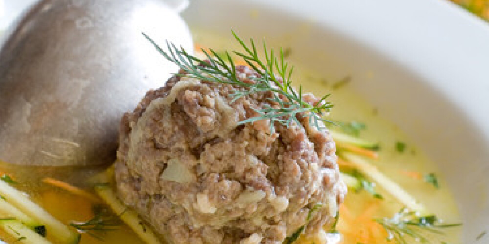 Soup with meatball and  vegetables