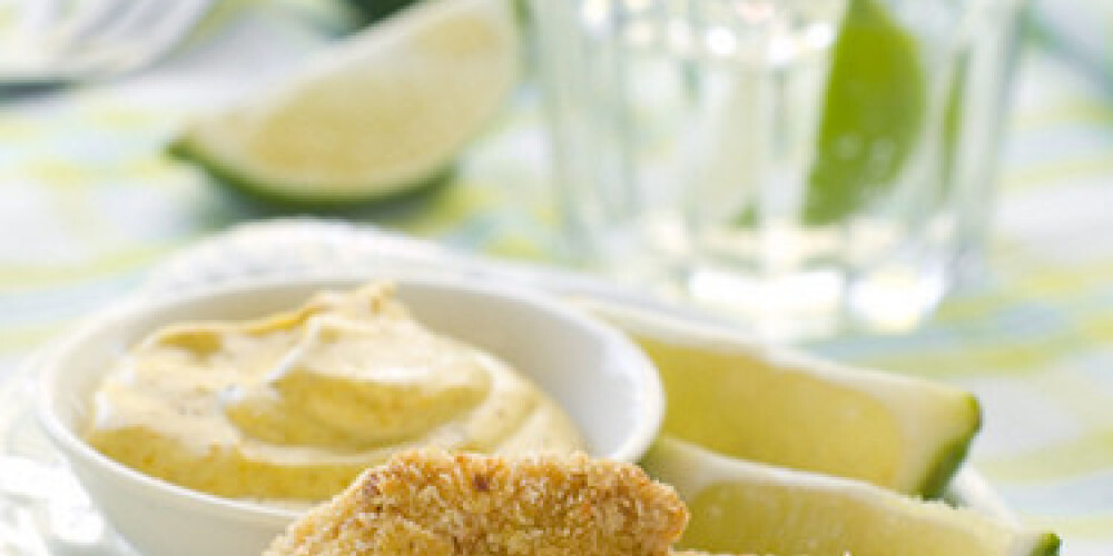 fresh chicken nuggets with mustard sauce. Selective focus