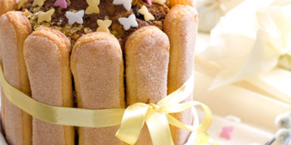 Easter cake with  decorated with butterfly and fresh flower