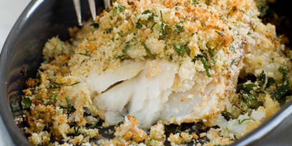 Baked fish with spiced crust