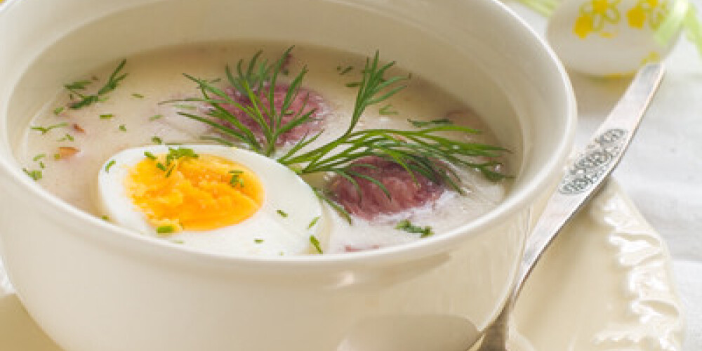 Polish traditional easter soup with egg, selectide focus