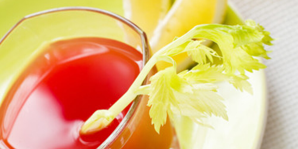 Fresh tomato juice or Bloody Mary with celery