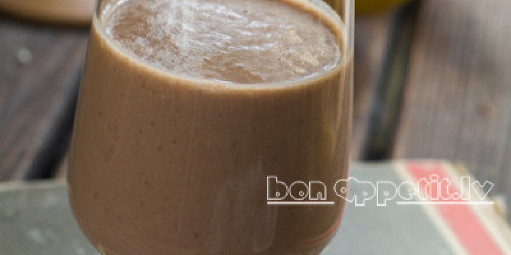 Chocolate milkshake with banana, selective focus