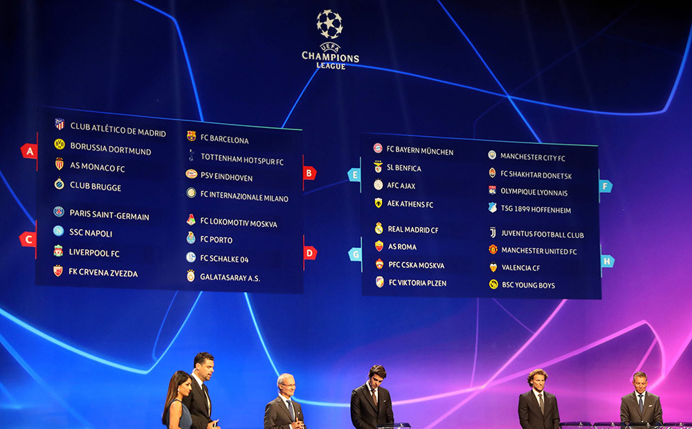 Izlozētas UEFA Čempionu līgas futbolā 2018./19.gada sezonas apakšgrupas