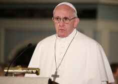 Viņa Svētība pāvests Francisks ekumeniskā dievkalpojuma laikā Doma baznīcā.