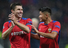 CSKA pēc uzvaras UEFA Čempionu līgas spēlē.