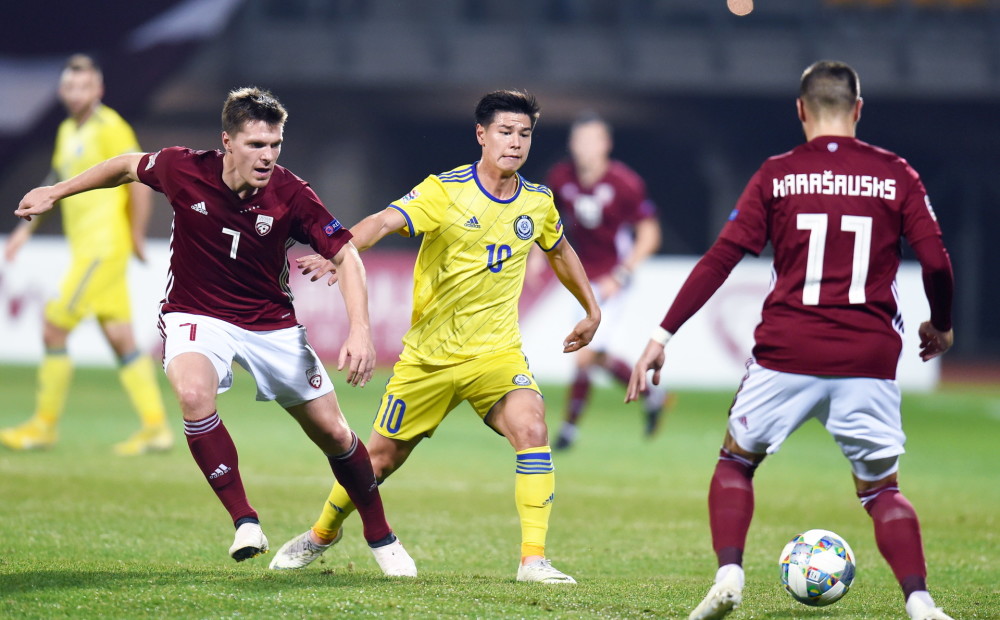 Latvijas futbola izlase UEFA Nāciju līgas mačā nospēlē neizšķirti ar Kazahstānu