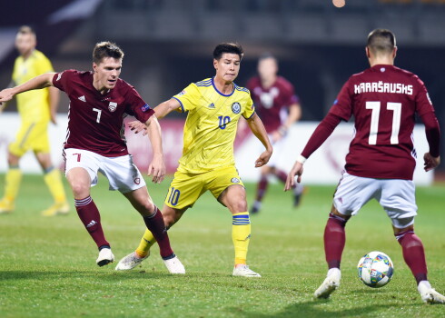 Latvijas un Kazahstānas futbola izlases UEFA Nāciju līgas spēlē Daugavas stadionā.