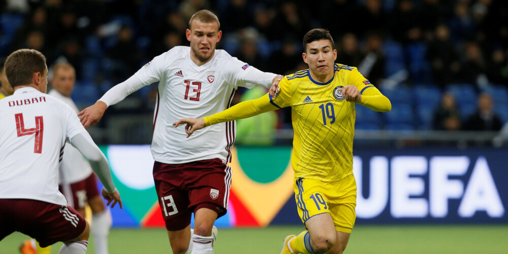 Latvijas futbolisti UEFA Nāciju līgā nospēlē neizšķirti ar Kazahstānu