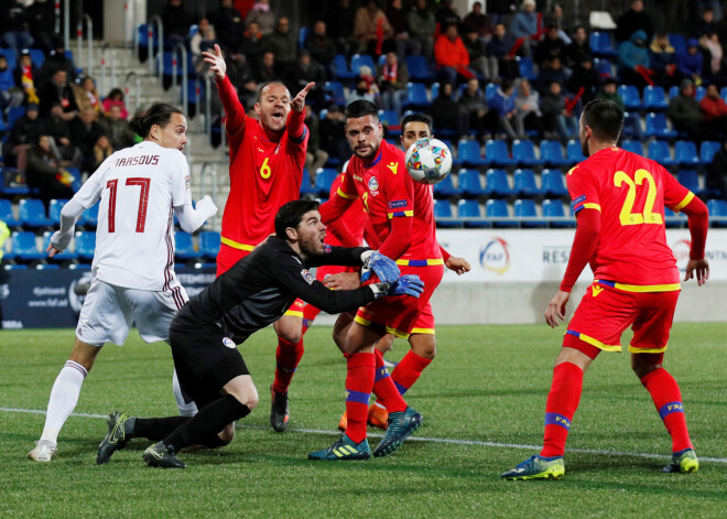 Latvijas futbolisti cīnās neizšķirti ar Andoru un UEFA Nāciju līgu noslēdz bez uzvarām