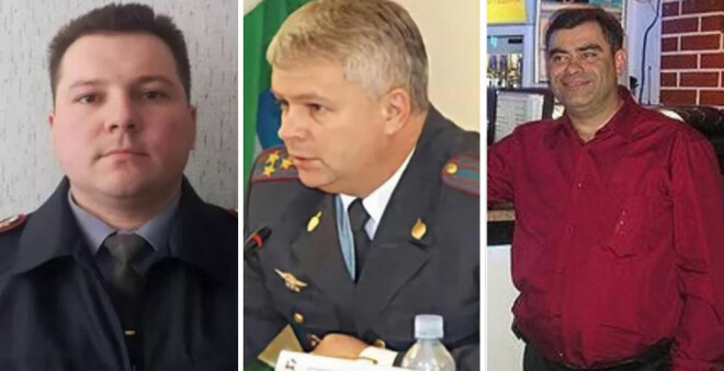 Par izvarošanu aizturētie policisti: Pāvels Jaromčuks, Eduards Matvejevs un Salavats Gaļijevs
