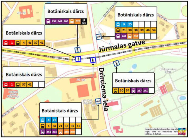 Jūrmalas gatves un Dzirciema ielas krustojuma apkaimē tiks veiktas izmaiņas sabiedriskā transporta pieturvietu izkārtojumā