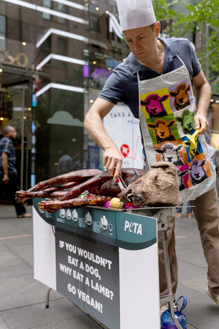 Plašu sabiedrības nosodījumu Austrālijā izpelnījusies dzīvnieku aizsardzības aktīvistu biedrība "PETA", kura īpaši nežēlīgu priekšnesumu sarūpējusi cilvēku pārpildītā ielā Sidnejas centrā.