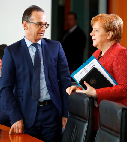 Heiko Māss un Angela Merkele.