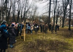 "Labrīt, koki, kā es jūs visus mīlu" - piketā pret koku izciršanu Botāniskā dārza apkaimē pulcējas ap 100 cilvēku