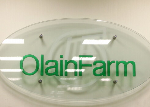 AS "Olainfarm" logo. 