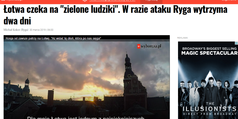 Poļu laikraksts: krievi Latvijā gaidot "zaļos cilvēciņus" - un iebrukuma gadījumā Rīga noturēšoties tikai 2 dienas
