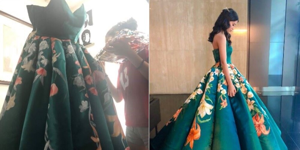 Vīlusies šuvējas darbā, pusaudze Filipīnās pati rada un krāšņi apglezno izlaiduma kleitu