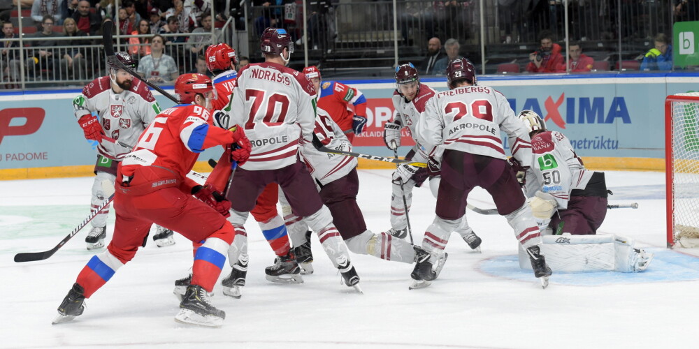Latvijas hokejisti izlaiž pārsvaru un pārbaudes mačā zaudē spēcīgajai Krievijai
