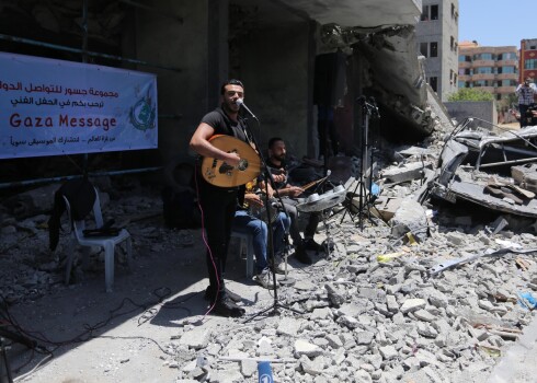Gazas dziedātāji protestē pret Eirovīziju Izraēlā