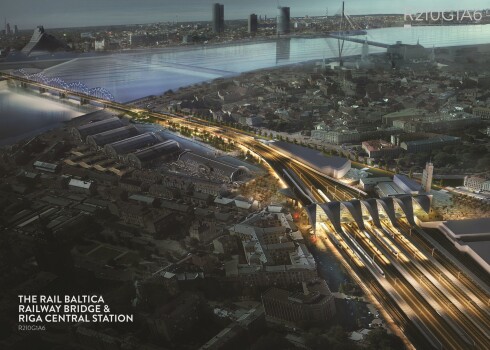 Noslēgts 430 miljonu vērts līgums par "Rail Baltica" dzelzceļa tilta un Centrālās stacijas kompleksa būvniecību