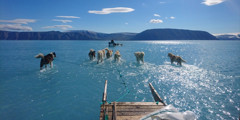 Grenlandes skarbā realitāte: fotogrāfija atklāj neparastu ainu, kas izveidojusies intensīvās ledus kušanas dēļ