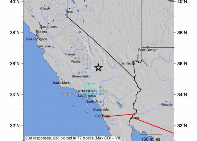 Kalifornijas štatu satricina zemestrīce, kuru jūt arī Losandželosā