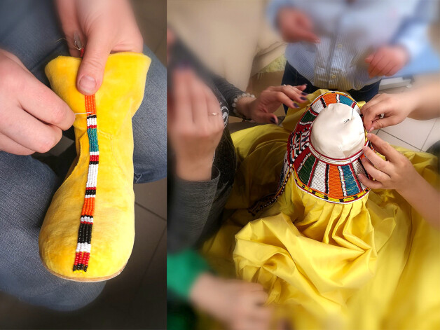 "Aristocrat Kids" šuvējas darina tērpu Blū Aivijai Kārterei.