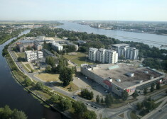 Rīgas Tehniskās universitātes Ķīpsalas studentu pilsētiņa un tirdzniecības centrs "Olympia".