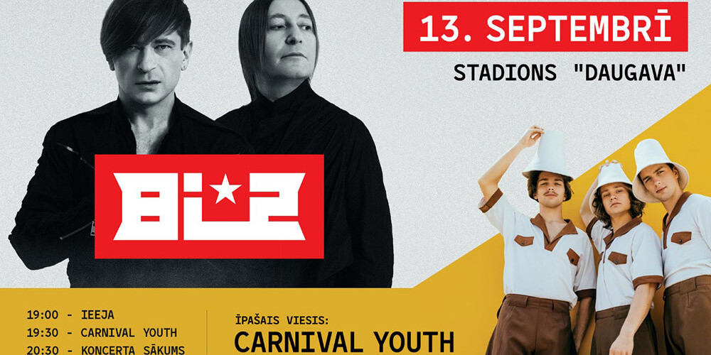 Grupas "Bi-2" koncertu Liepājā iesildīs "Carnival Youth"