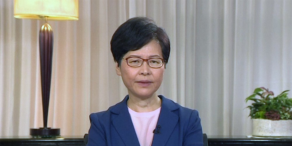 VIDEO: Honkongas līdere videouzrunā paziņo par strīdīgā likumprojekta atsaukšanu