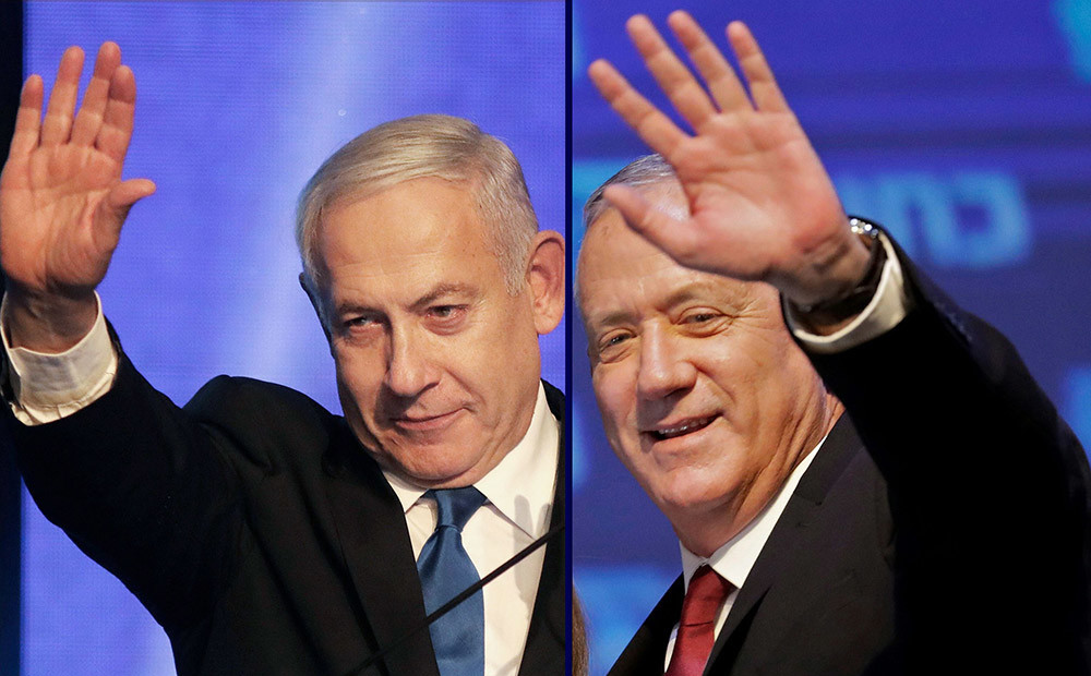 Netanjahu un Ganca partijas Izraēlas parlamenta vēlēšanās guvušas vienādus rezultātus