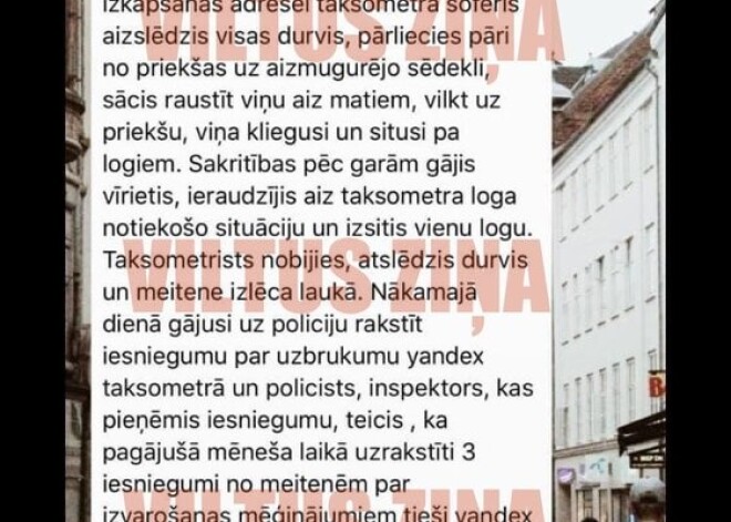 Soctīklos klejo baumas par taksistu it kā pastrādātām izvarošanām - policija lūdz tās neizplatīt