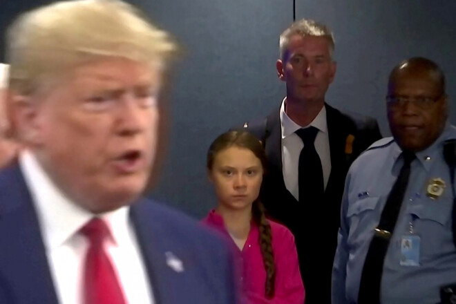 Zviedrijas vides aktīviste - 16 gadus vecā Grēta Tūnberga un ASV prezidents Donalds Tramps.