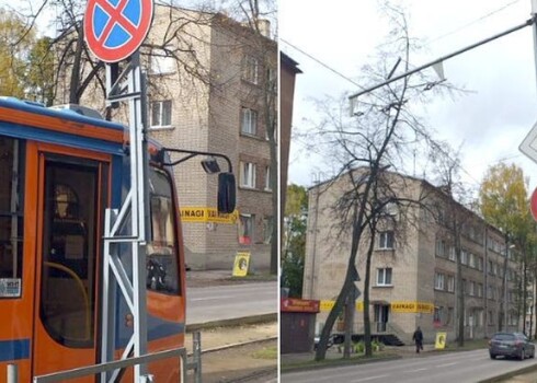 Daugavpilī oriģinālā veidā tiek galā ar tramvajam traucējošu stabu pie sliedēm