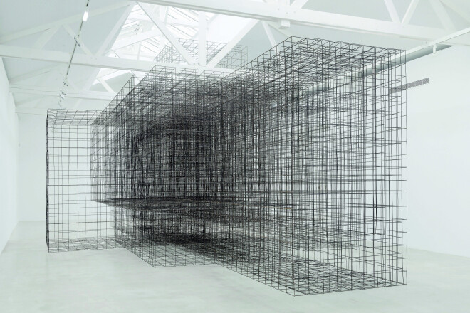 Matrica II, 2014. Tērauda stieņi, 5,5 × 7,5 × 15 m.