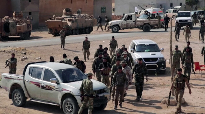 Turcijas armijas karavīri Sīrijā.