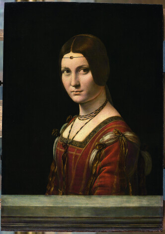 Leonardo da Vinči (Leonardo da Vinci). " Nezināmas sievietes portrets",("La Belle Ferronniere") .Luvras muzejs, Parīze